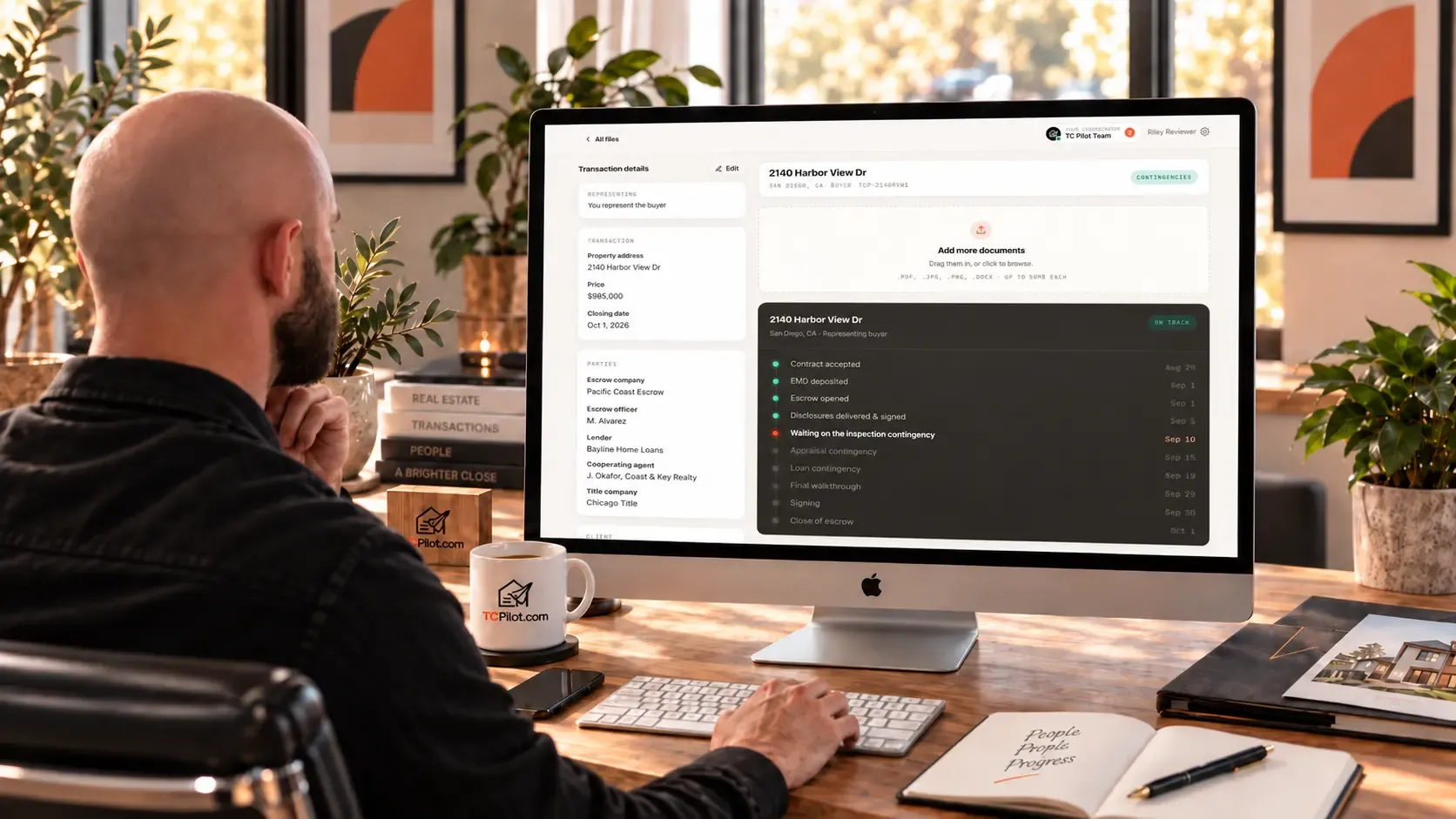 Brad working a transaction file in the TC Pilot dashboard